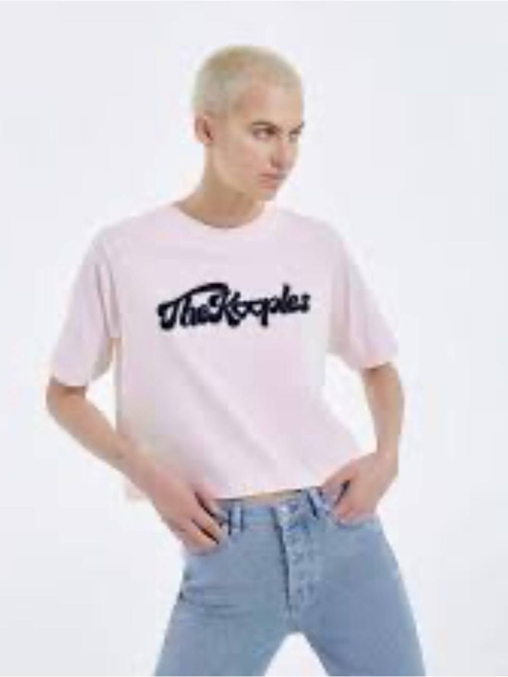 The Kooples Light Pink Logo Crop Tee Size 4 NWT!!